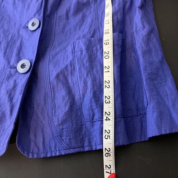 Chico's NWT Kennedy Crinkle Shine 3/4 Sleeve Blazer Brazilian Blue Large​ - Picture 7 of 7